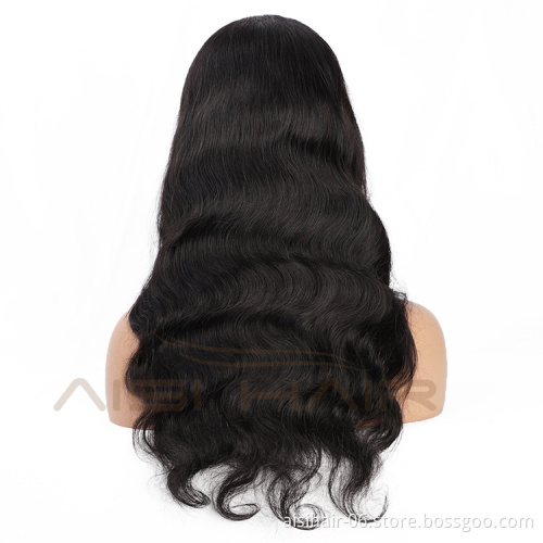 Aisi Hair 22 Inch Hign Quality Long Wavy Natural Black Wig Body Wave Swiss Lace Wigs Synthetic Hair Lace Front Wigs For Women